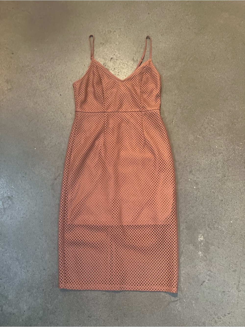 Forever 21 Rust Mesh Spaghetti-Strap Midi Dress